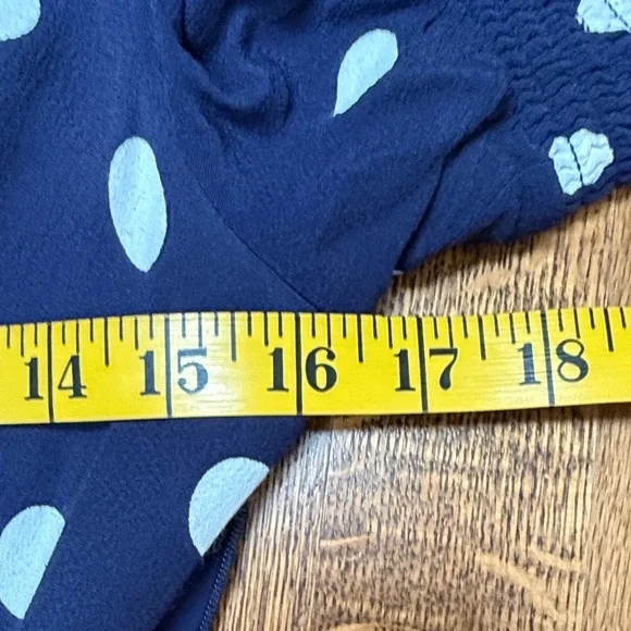 Anthropologie Navy and White Polka Dot Midi Dress - Picture 12 of 13